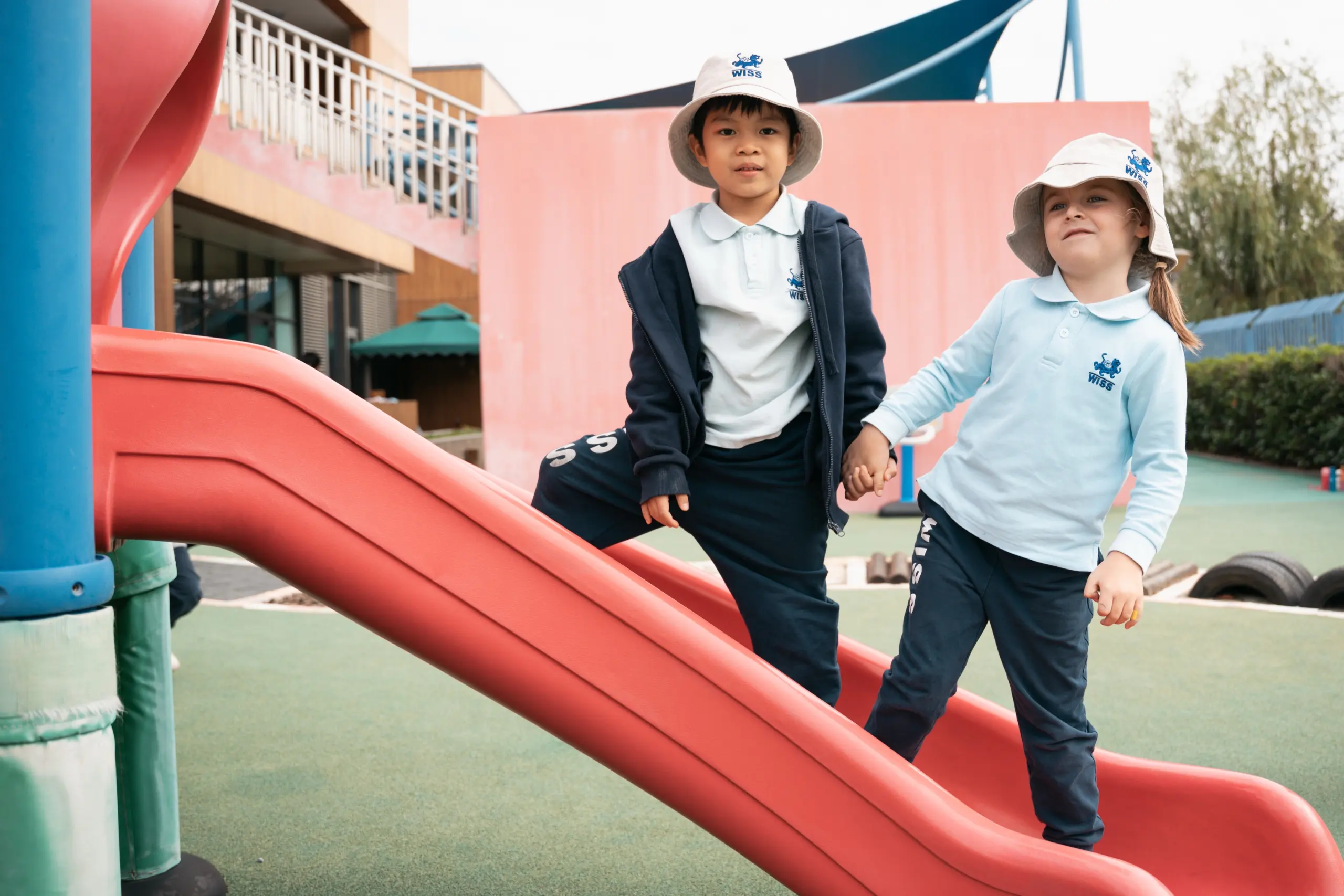 WISS students in school uniform