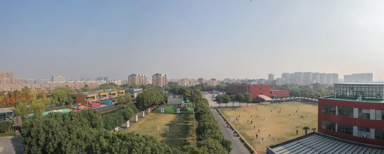 Aerial view of the WISS campus in Xujing, Shanghai